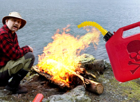 How to light a fire with gasoline more safely