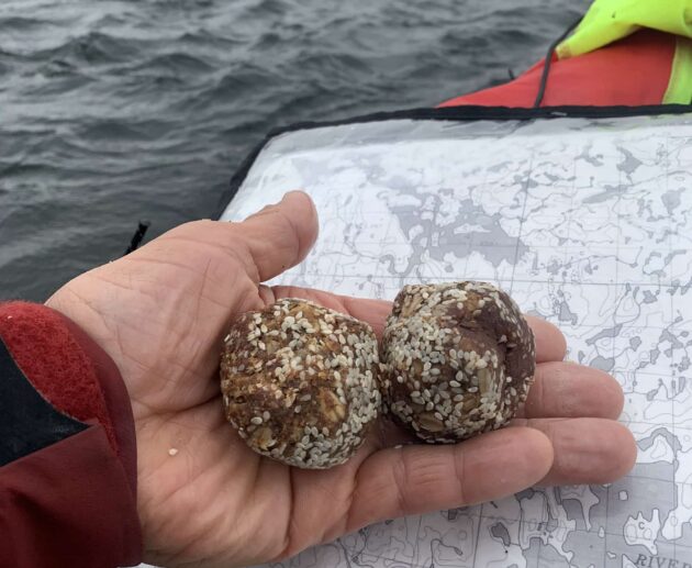 stephan holding energy balls on a trip