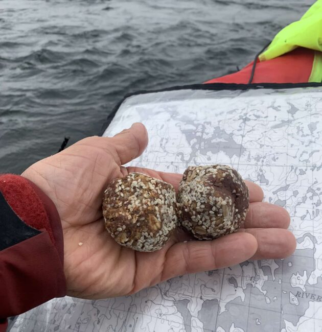stephan holding energy balls on a trip