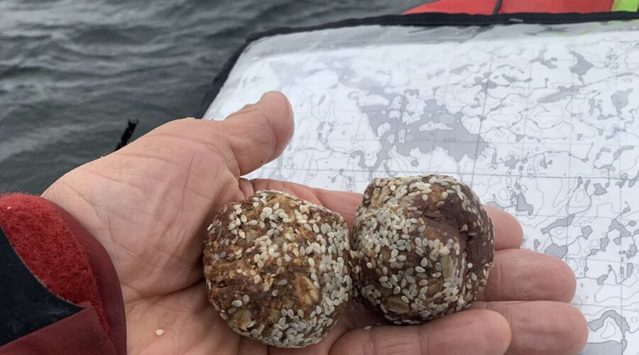 stephan holding energy balls on a trip