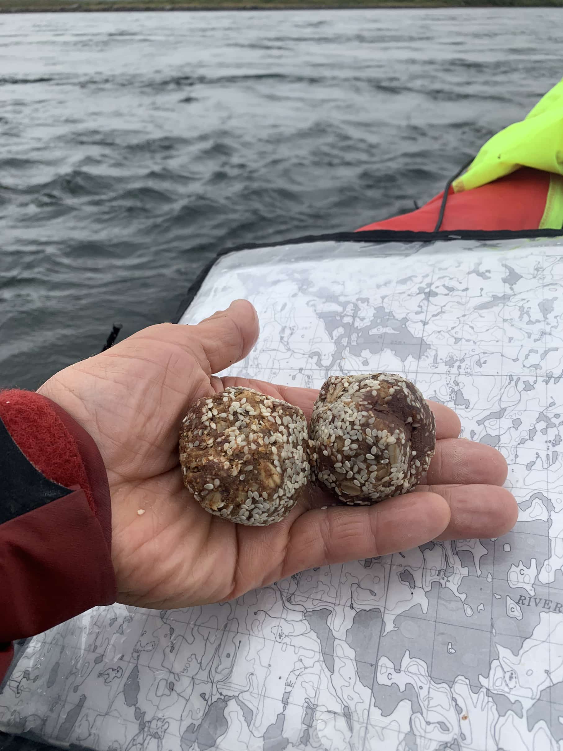 stephan holding energy balls on a trip